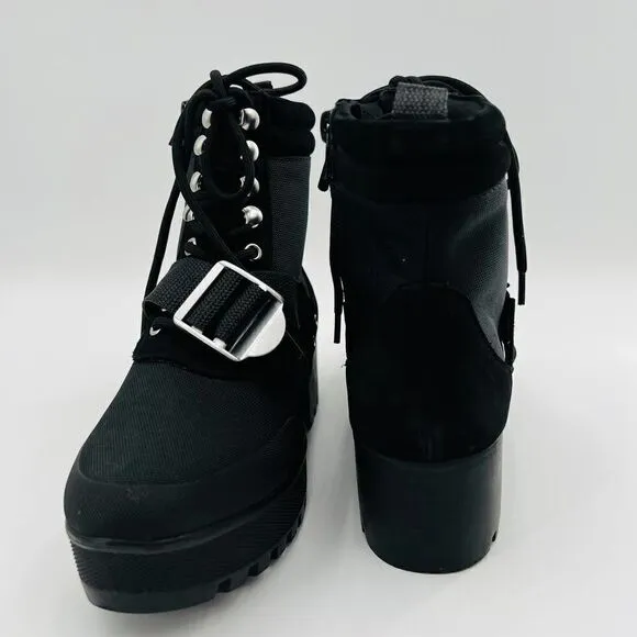 Steve Madden Grady Black Chunky Black Boots Size 8