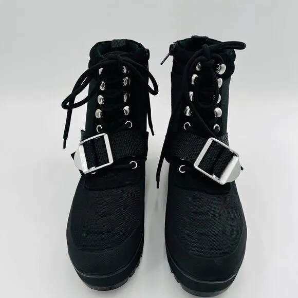 Steve Madden Grady Black Chunky Black Boots Size 8