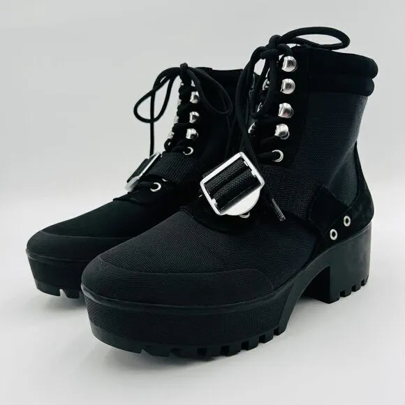 Steve Madden Grady Black Chunky Black Boots Size 8