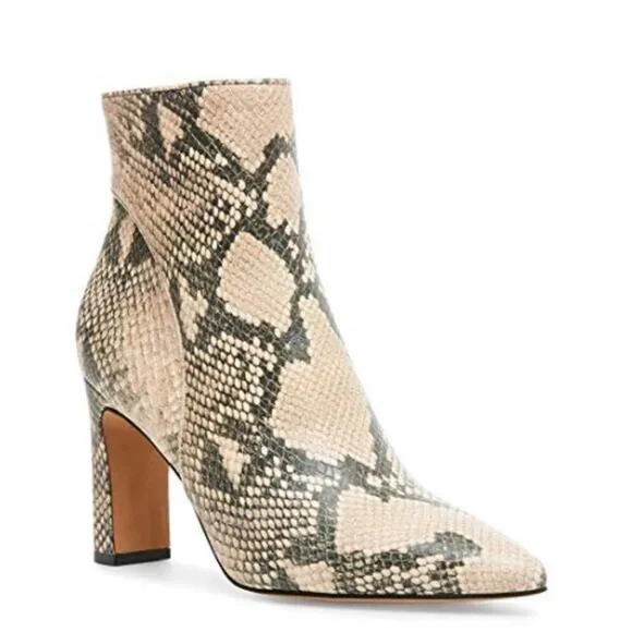 Steve Madden Jenn Leather Natural Multi Pointed Ankle Boots Size 6.5