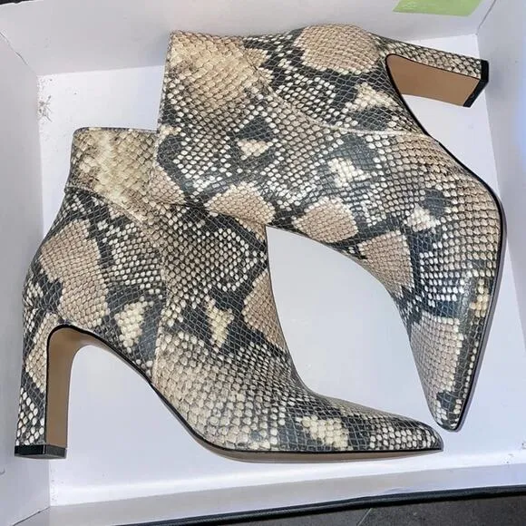 Steve Madden Jenn Leather Natural Multi Pointed Ankle Boots Size 6.5
