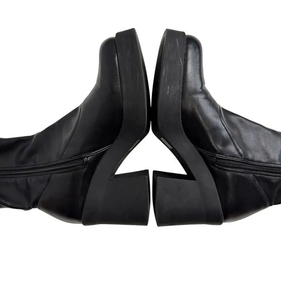 Steve Madden Klayton Black Chunky Platform Boots 8 Square Toe Grunge Goth y2k