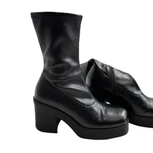 Steve Madden Klayton Black Chunky Platform Boots 8 Square Toe Grunge Goth y2k