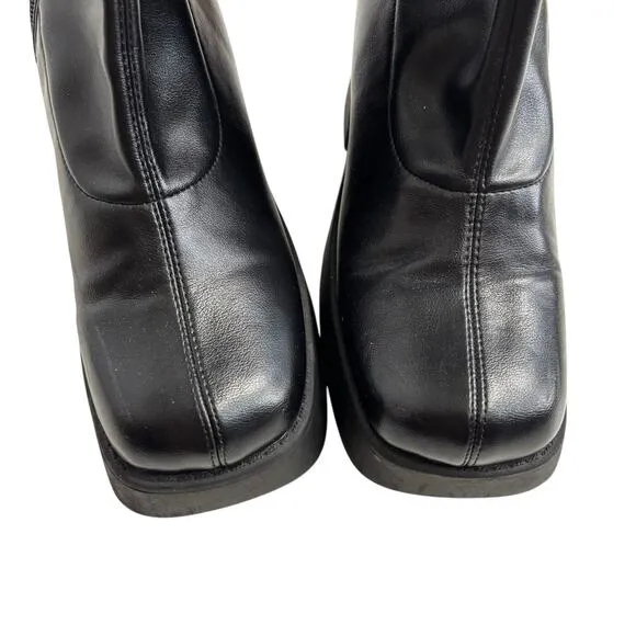 Steve Madden Klayton Black Chunky Platform Boots 8 Square Toe Grunge Goth y2k