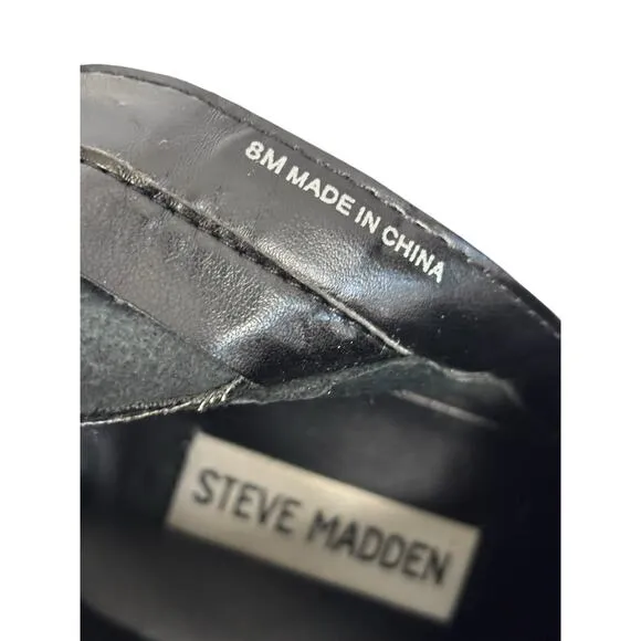 Steve Madden Klayton Black Chunky Platform Boots 8 Square Toe Grunge Goth y2k