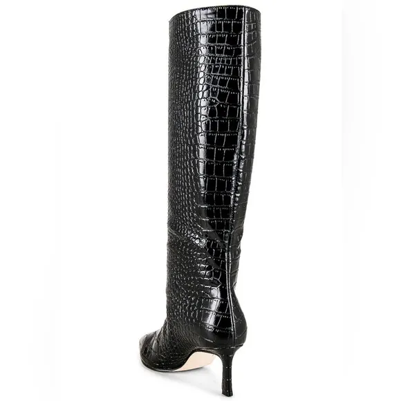 Steve Madden Lavan croc crocodile embossed kitten heel pointed toe boots NEW