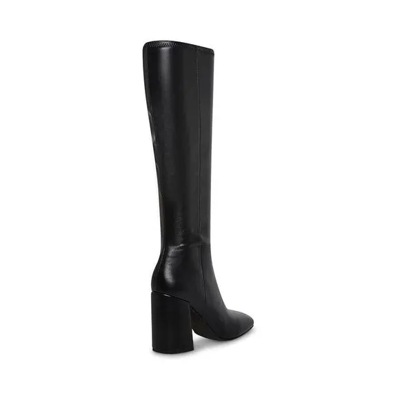 Steve Madden Lizah Boots Womens 9.5 Black Square-Toe Block Heel Knee High KHD144