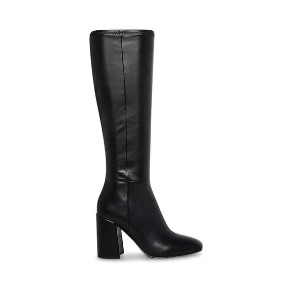 Steve Madden Lizah Boots Womens 9.5 Black Square-Toe Block Heel Knee High KHD144
