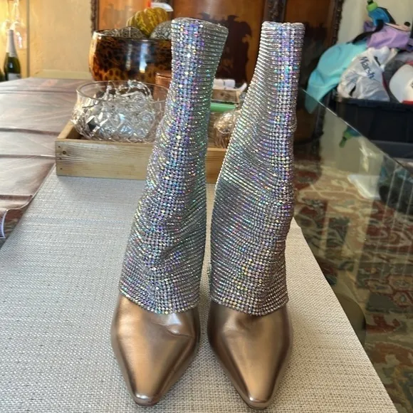 Steve Madden Rhinestone Boots, size9.5, sparkly multicolor
