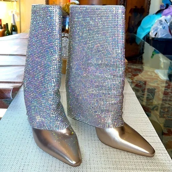Steve Madden Rhinestone Boots, size9.5, sparkly multicolor
