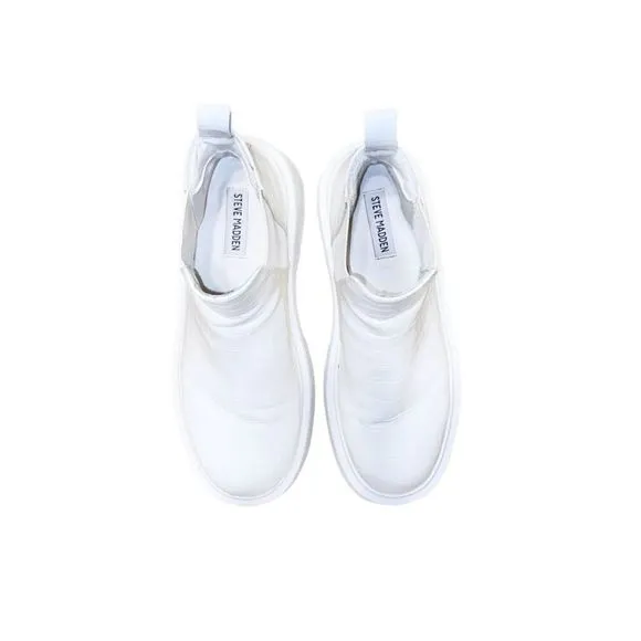Steve Madden Shadow White Crocodile Chunky Platform Lug Sole Ankle Chelsea Boots
