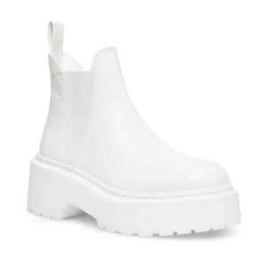 Steve Madden Shadow White Crocodile Chunky Platform Lug Sole Ankle Chelsea Boots
