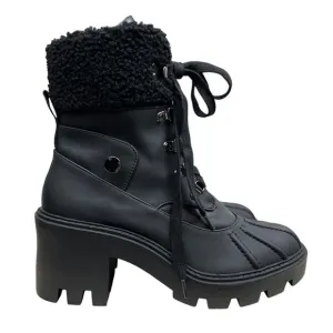 Steve Madden Women Chunky Platform Boots Northern Black Sherpa Trim Lug Sole 9.5