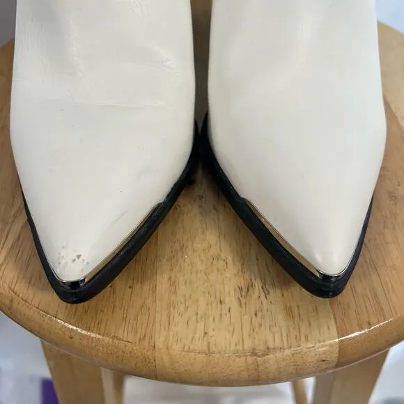 Steve Madden Zora White Leather Pointed-Toe Ankle Booties Size 10