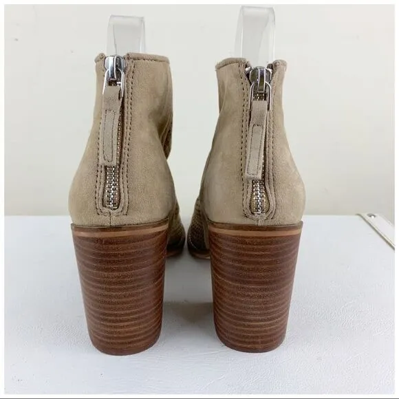 Steve Madden Tan Perforated Rumble Boho Western chunky Heel Bootie Sz 7.5