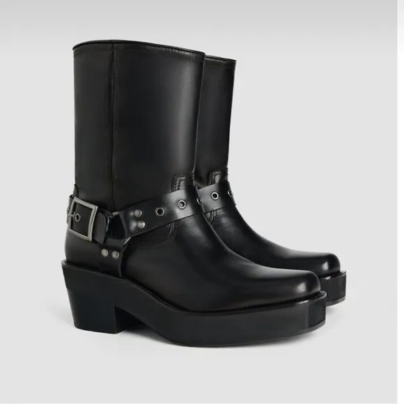 STEVEN MEISEL X ZARA Leather Bike Ankle Boots Size 37/ 7