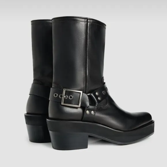 STEVEN MEISEL X ZARA Leather Bike Ankle Boots Size 37/ 7