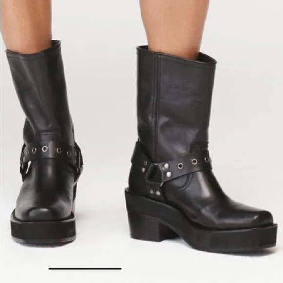 STEVEN MEISEL X ZARA Leather Bike Ankle Boots Size 37/ 7