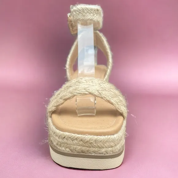 Straw Style! Soda Shoes Swing Natural Raffia Ankle Strap Platform Wedge Sandal