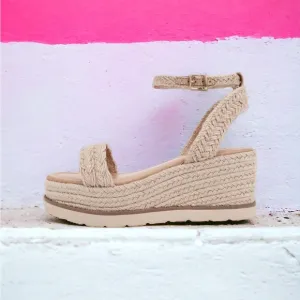 Straw Style! Soda Shoes Swing Natural Raffia Ankle Strap Platform Wedge Sandal