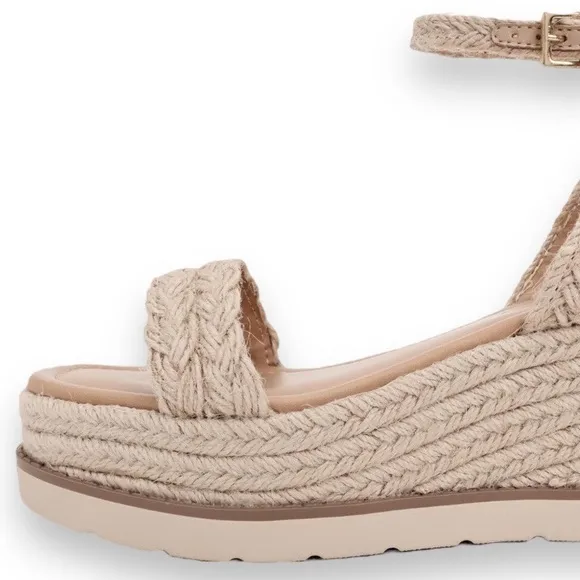 Straw Style! Soda Shoes Swing Natural Raffia Ankle Strap Platform Wedge Sandal