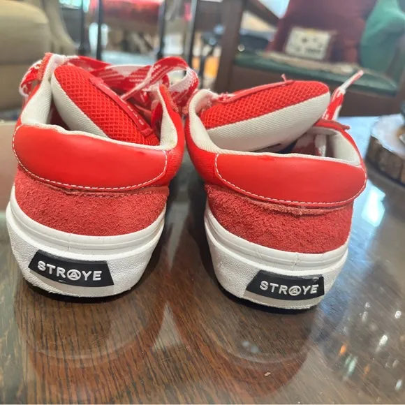 STRAYE Red and White Sneakers flames Women size 7.5 Men 6