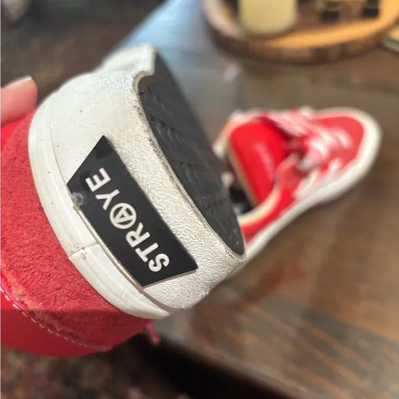 STRAYE Red and White Sneakers flames Women size 7.5 Men 6