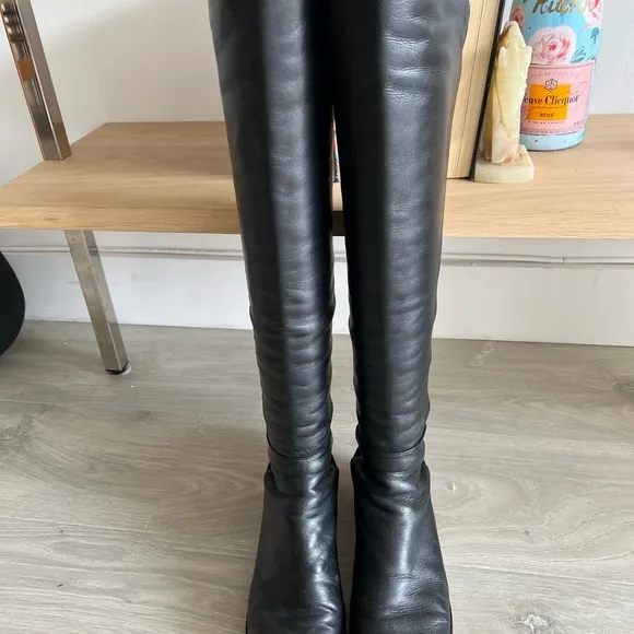 stuart weitzman 50/50 over the knee black leather riding boot