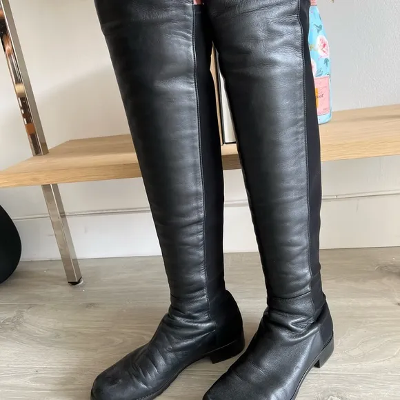 stuart weitzman 50/50 over the knee black leather riding boot