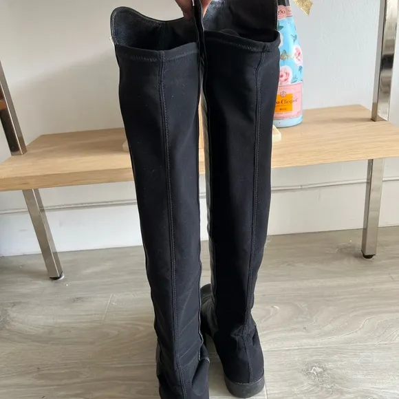 stuart weitzman 50/50 over the knee black leather riding boot