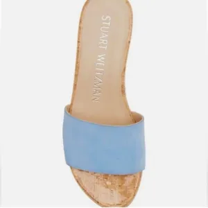 Stuart Weitzman Blue Suede Slide Sandals