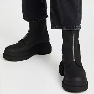 STUART WEITZMAN Charli Zip Sport Women's Black Leather Boots 7.5 NWOB