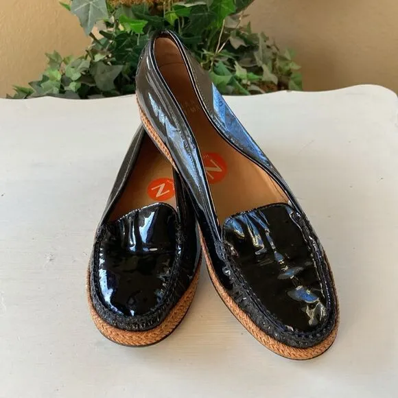 Stuart Weitzman | Geek Black Patent Leather Slip On Espadrille Loafers Sz 7.5 N