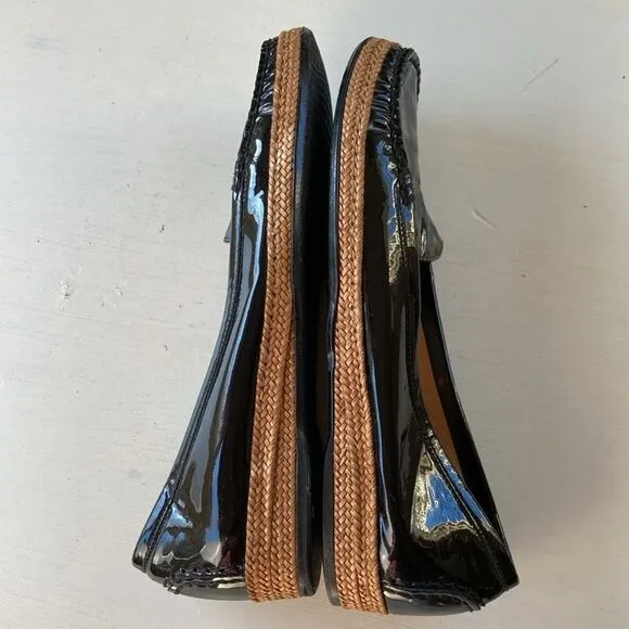Stuart Weitzman | Geek Black Patent Leather Slip On Espadrille Loafers Sz 7.5 N