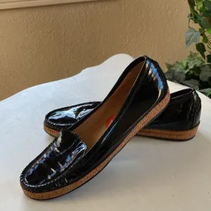Stuart Weitzman | Geek Black Patent Leather Slip On Espadrille Loafers Sz 7.5 N
