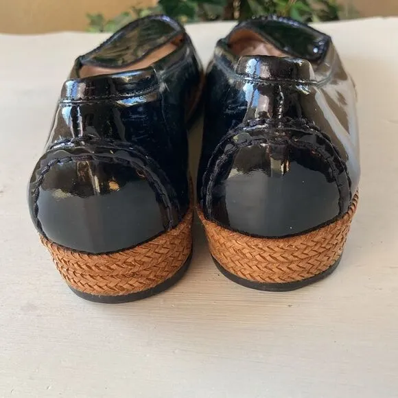 Stuart Weitzman | Geek Black Patent Leather Slip On Espadrille Loafers Sz 7.5 N