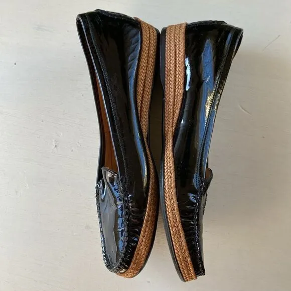 Stuart Weitzman | Geek Black Patent Leather Slip On Espadrille Loafers Sz 7.5 N