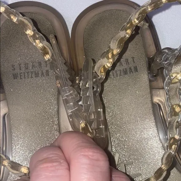 Stuart Weitzman Jelly &amp; Gray Leather Sandals Size 38 US 7.5 AUTHENTIC