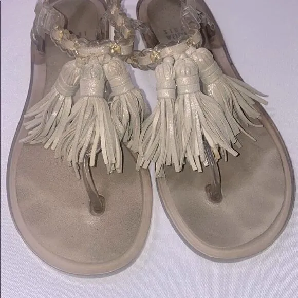 Stuart Weitzman Jelly &amp; Gray Leather Sandals Size 38 US 7.5 AUTHENTIC