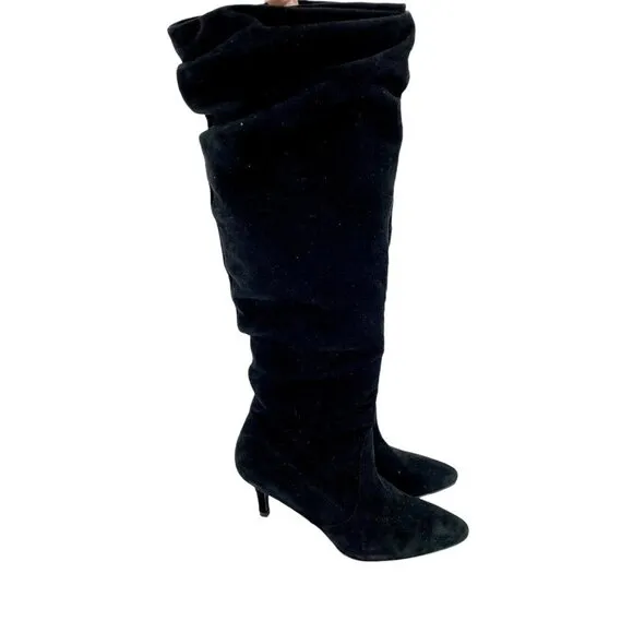 Stuart Weitzman Lafayette Slouch Boots Knee High Black Suede US 4.5 M $775