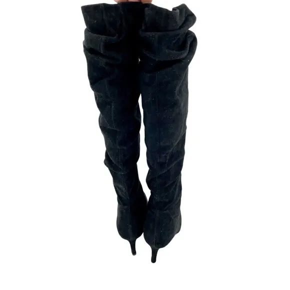 Stuart Weitzman Lafayette Slouch Boots Knee High Black Suede US 4.5 M $775