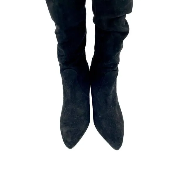 Stuart Weitzman Lafayette Slouch Boots Knee High Black Suede US 4.5 M $775