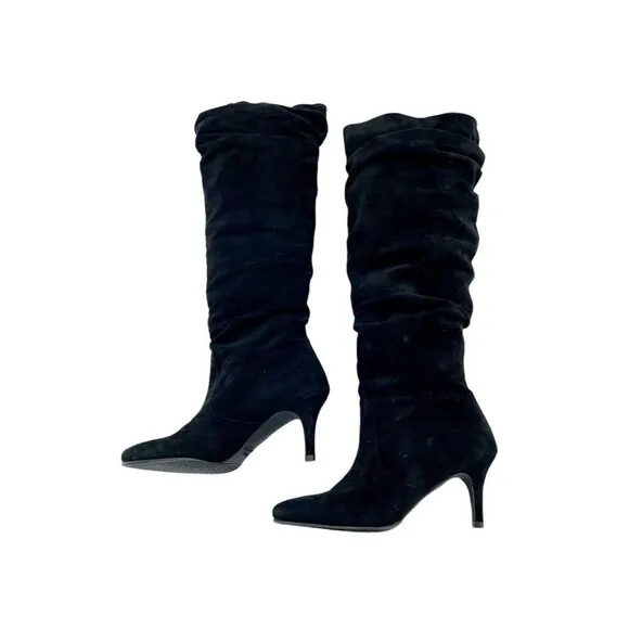 Stuart Weitzman Lafayette Slouch Boots Knee High Black Suede US 4.5 M $775