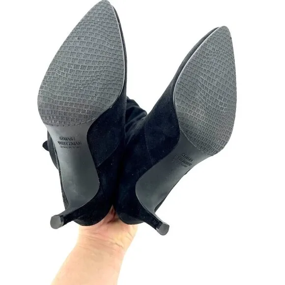 Stuart Weitzman Lafayette Slouch Boots Knee High Black Suede US 4.5 M $775