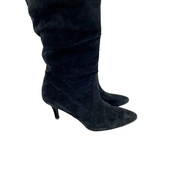 Stuart Weitzman Lafayette Slouch Boots Knee High Black Suede US 4.5 M $775