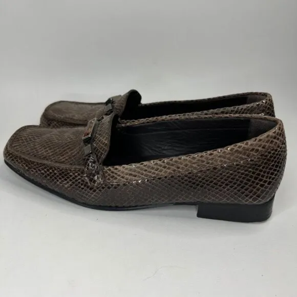 STUART WEITZMAN Made in Spain 🇪🇸 Leather Snakeskin Style Loafers 8W87050 Sz 8N