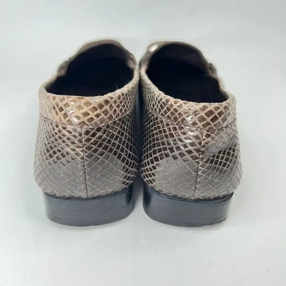 STUART WEITZMAN Made in Spain 🇪🇸 Leather Snakeskin Style Loafers 8W87050 Sz 8N