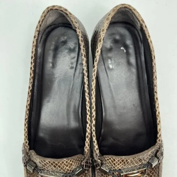 STUART WEITZMAN Made in Spain 🇪🇸 Leather Snakeskin Style Loafers 8W87050 Sz 8N