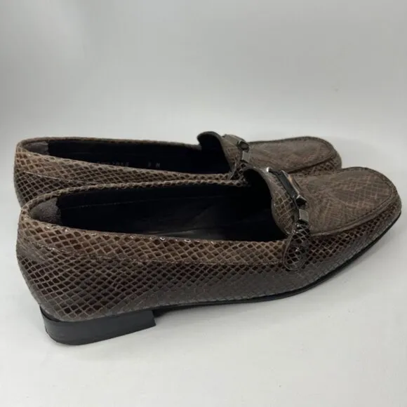 STUART WEITZMAN Made in Spain 🇪🇸 Leather Snakeskin Style Loafers 8W87050 Sz 8N