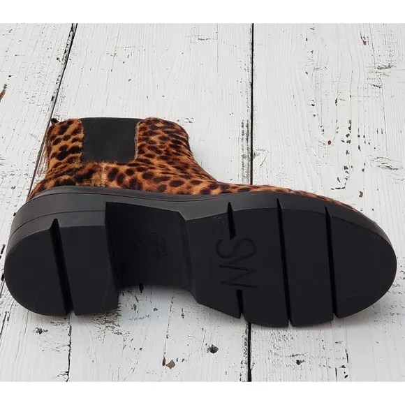 STUART WEITZMAN ​Norah Leopard Print Calf Hair Chelsea Boots Women Size 8 / 38.5
